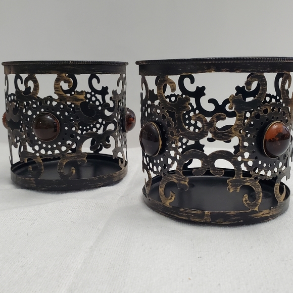Jar Candle Holder Sleeves, Pier One, Antiqued Amber & Bronze - Picture 2 of 5